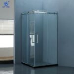 304 Stainless Steel Frameless Sliding Square Modern Luxury Hotel Shower Door with Tempered Glass Acrylic Tray Soft Closing