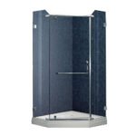 Kmry Bathroom Adjustable Frameless Pivot Hinged Swing 304SUS Hardware Chrome Glass Shower Door