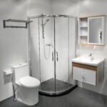Modern Sliding Complete Modular Prefab Bathroom Unit All-in-One All Glass 6mm Thick with Frame for Hotels