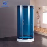 KMRY KK8002 Round Hinged Blue Tempered Glass Shower Cabin with Frame Farmhouse Design for Bathroom - Image 2
