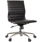 Black mid back, synthetic leather armless task chair