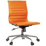 Orange mid back, synthetic leather armless task chair