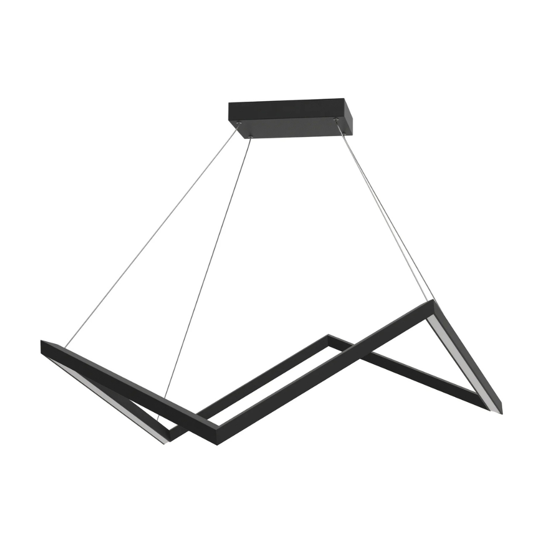 10 Matte Black Intersecting-Triangle LED Pendant - Image 1