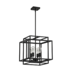 Matte Black Nested Cube Cage Pendant