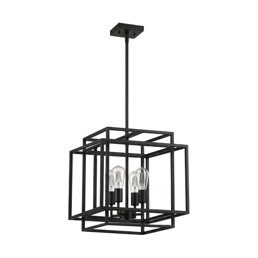 11 Matte Black Nested Cube Cage Pendant - Image 1