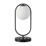 Matte Black Oval-Frame Globe Table Lamp with USB