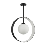 Matte Black Ring & Globe Pendant