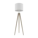 Walnut Tripod Floor Lamp with White Drum Shade