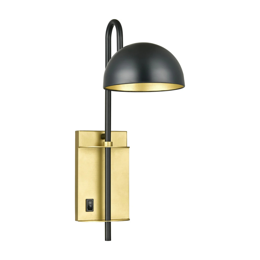 16 Black & Brass Dome Sconce - Image 1