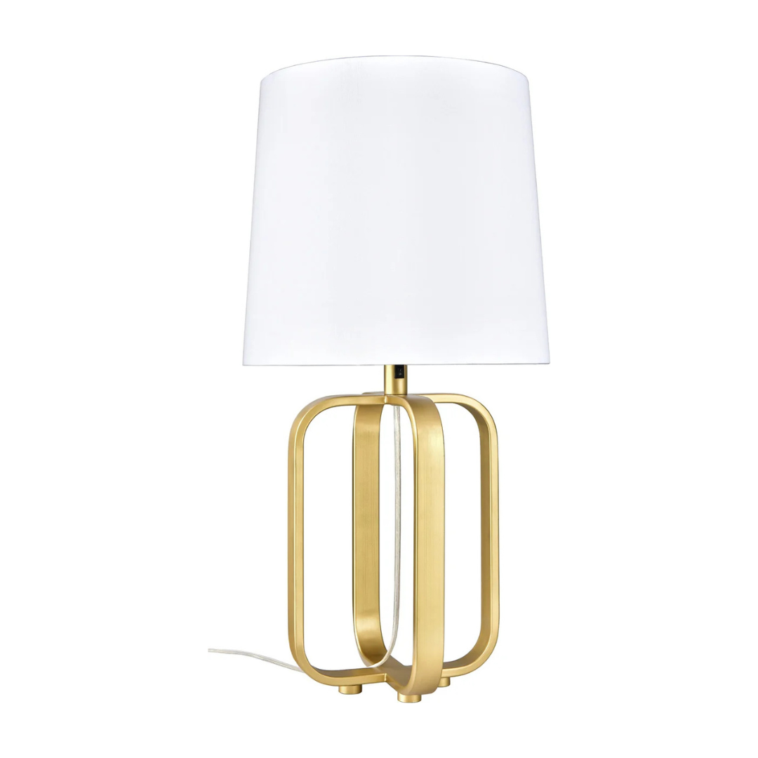 21 Brushed Brass Cage Side Table Lamp - Image 1