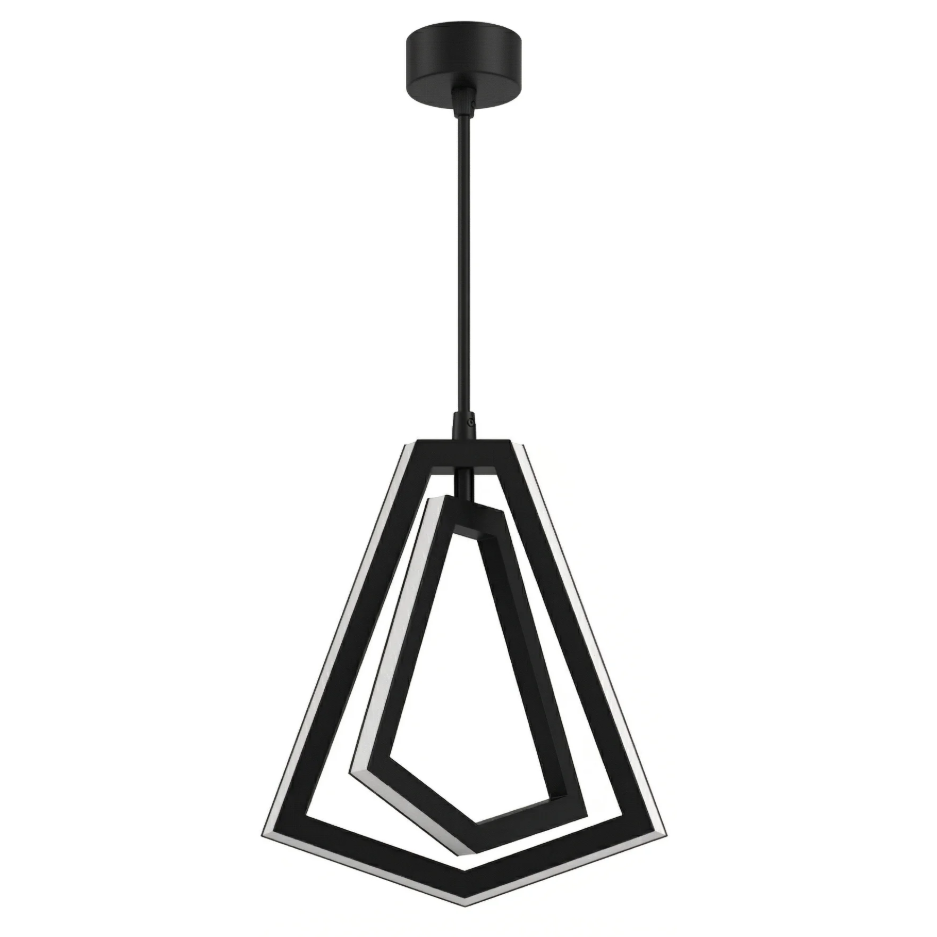 33 Matte Black Nested Diamond LED Pendant - Image 1