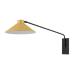 Black & Gold Long Swing-Arm Cone Sconce