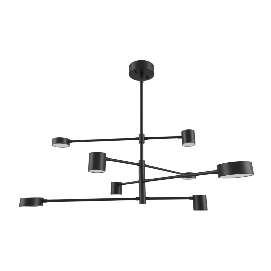 6 Matte Black 8-Light Multi-Arm Chandelier - Image 1