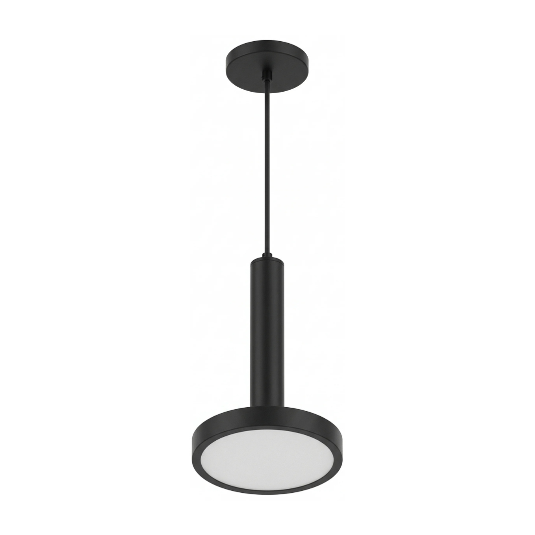 9 Matte Black Cylinder-to-Disc Pendant - Image 1