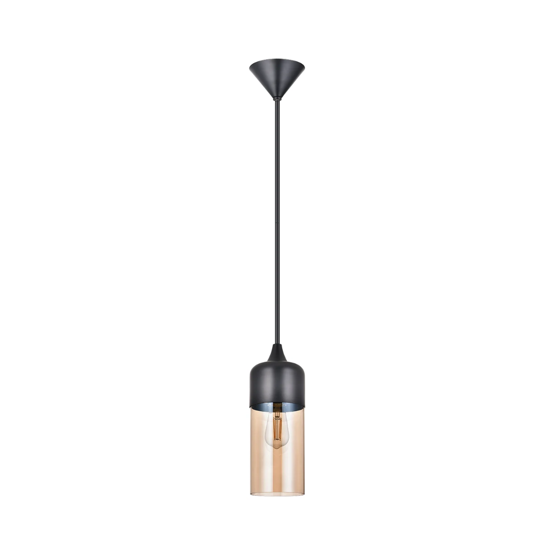 128 Black and Amber Glass Pendant Light - Image 1
