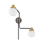Black & Brass Double-Globe Wall Sconce
