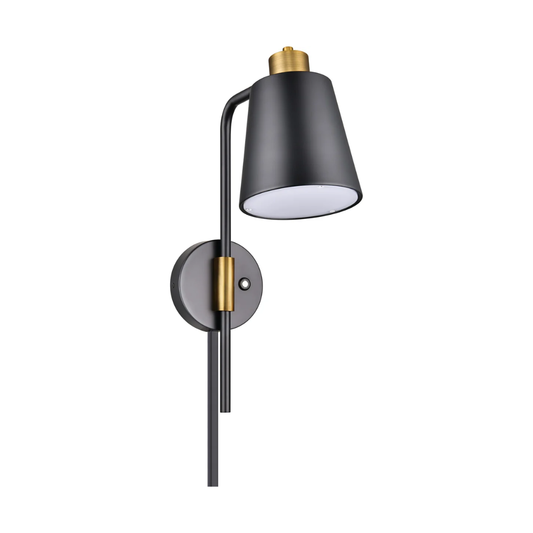 131 Black & Brass Dimmable Single Nightstand Sconce - Image 1