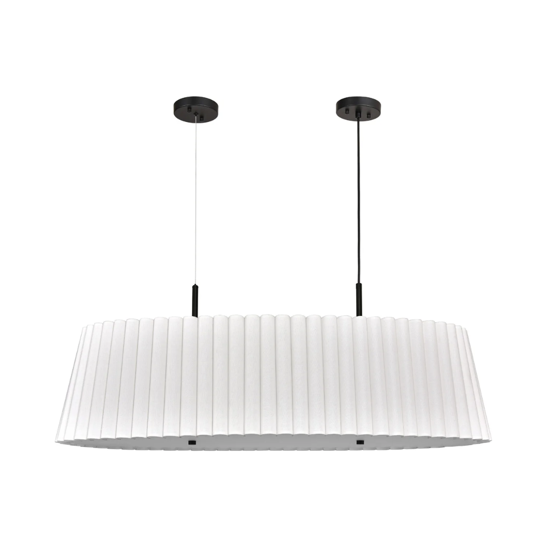137 45″ Matte Black Pleated Drum Pendant - Image 1