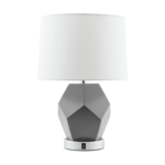 Faceted Single Table Lamp, Gray & Brushed Nickel