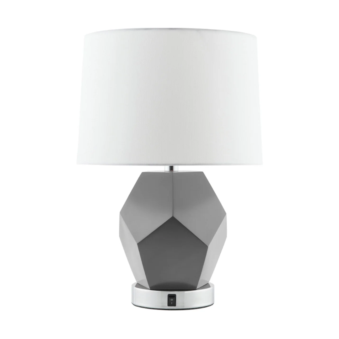 159 Faceted Single Table Lamp, Gray & Brushed Nickel - Image 1