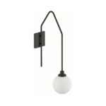 Matte Black Long-Arm Wall Sconce with Acrylic Shade