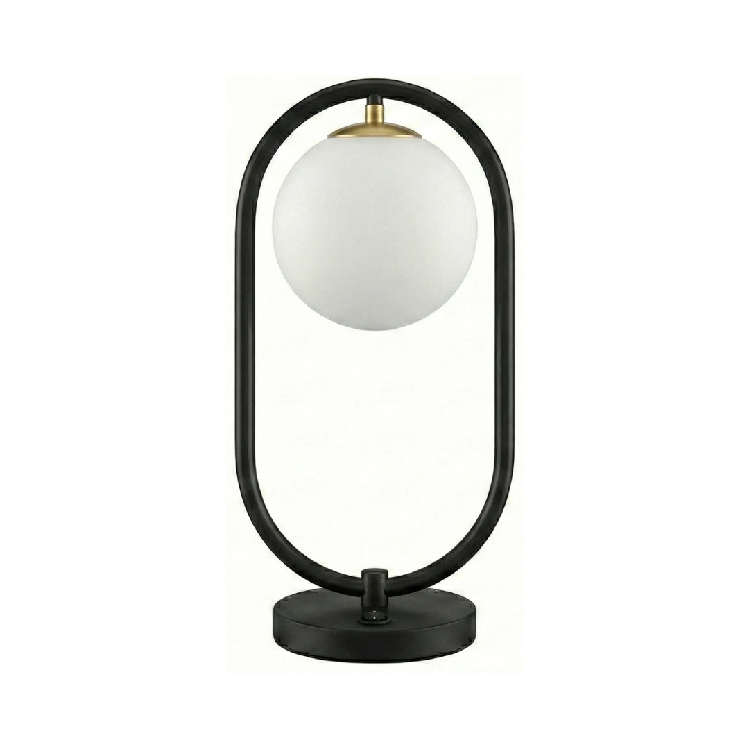 32 Matte Black & Satin Brass Table Lamp with Acrylic Shade - Image 1