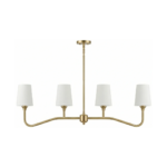 Brushed Brass 4-Light Curved-Arm Chandelier
