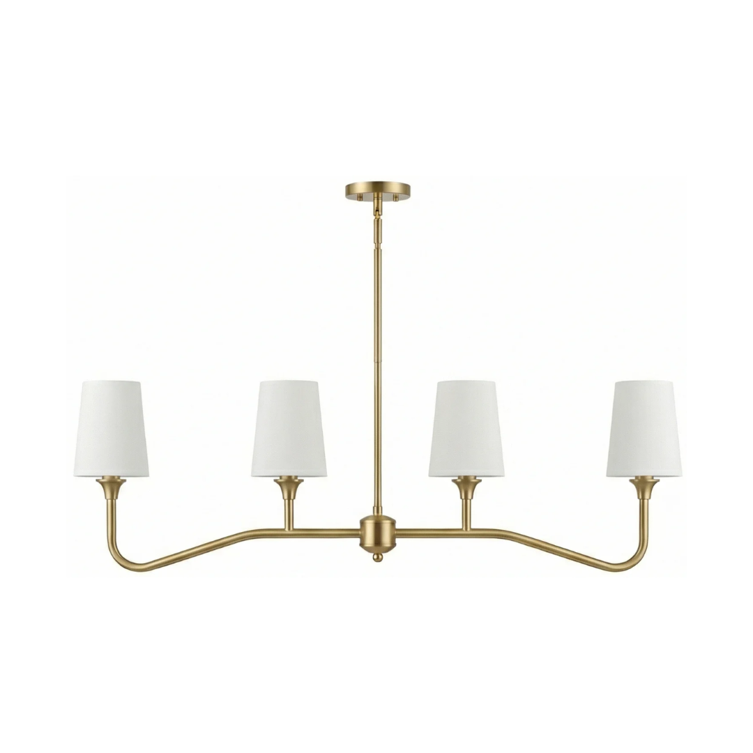 35 Brushed Brass 4-Light Curved-Arm Chandelier - Image 1