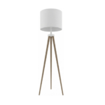 Walnut Tripod Floor Lamp with White Drum Shade