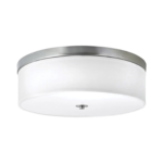 16″ Brushed Nickel Ceiling Light with White Linen Shade and Frosted Diffuser