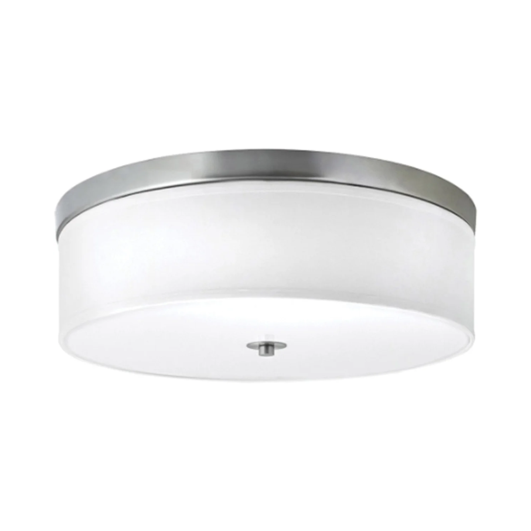 47 16″ Brushed Nickel Ceiling Light with White Linen Shade and Frosted Diffuser - Image 1