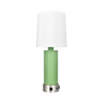 Ribbed Colorblock Console Table Lamp, Sage Green