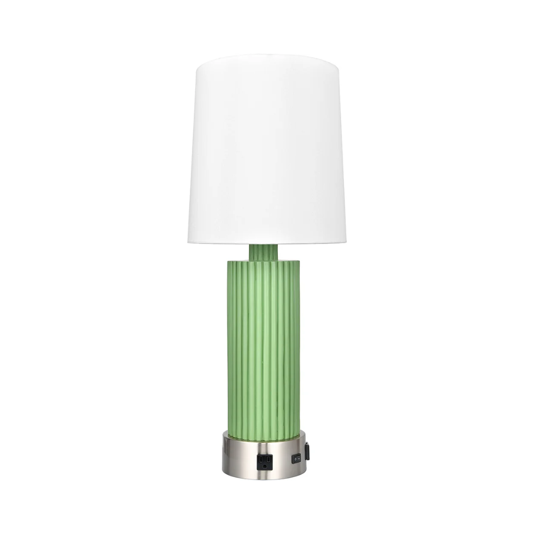 56 Ribbed Colorblock Console Table Lamp, Sage Green - Image 1