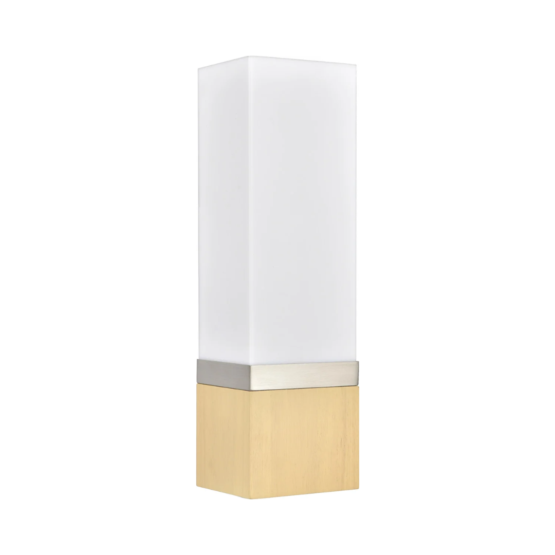 61 Brushed Nickel & Oak Column Sconce - Image 1