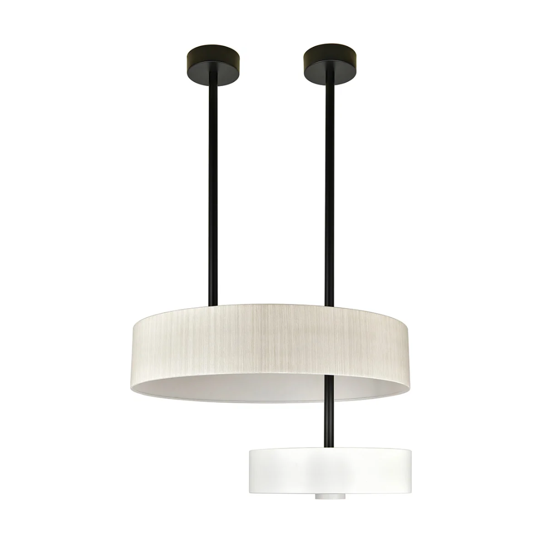 67 28″ Black Two-Tier Drum Pendant - Image 1