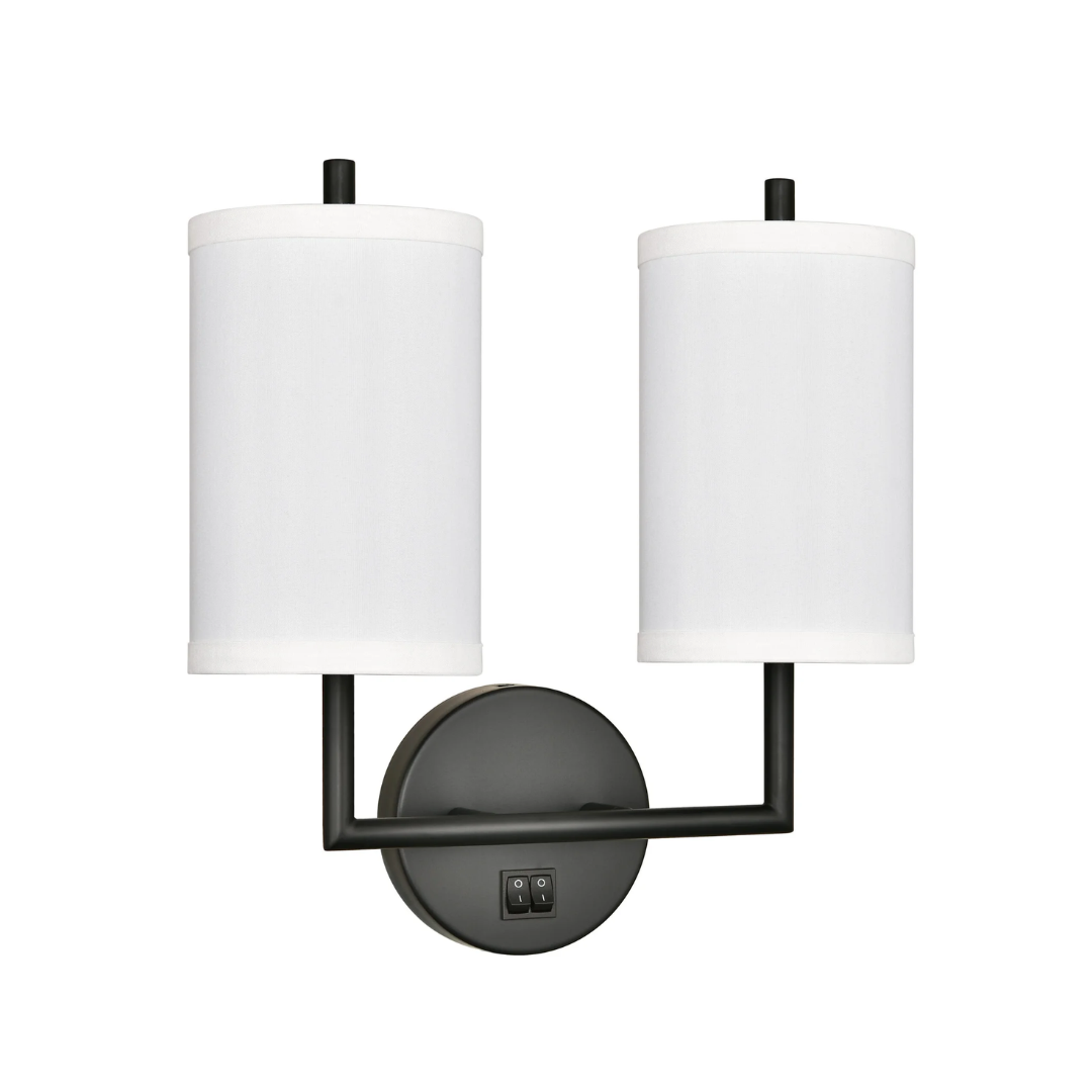 80 Matte Black Double Cylinder Headboard Sconce - Image 1