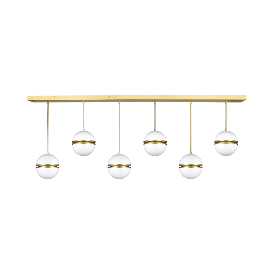 84 Brushed Brass 6-Globe Linear Fixture - Image 1