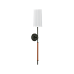 Matte Black & Leather Wrap Tapered Wall Sconce