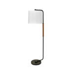 Matte Black & Leather Wrap Bent-Arm Floor Lamp