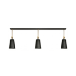 86″ Matte Black & Brass 3-Light Cone Linear Pendant