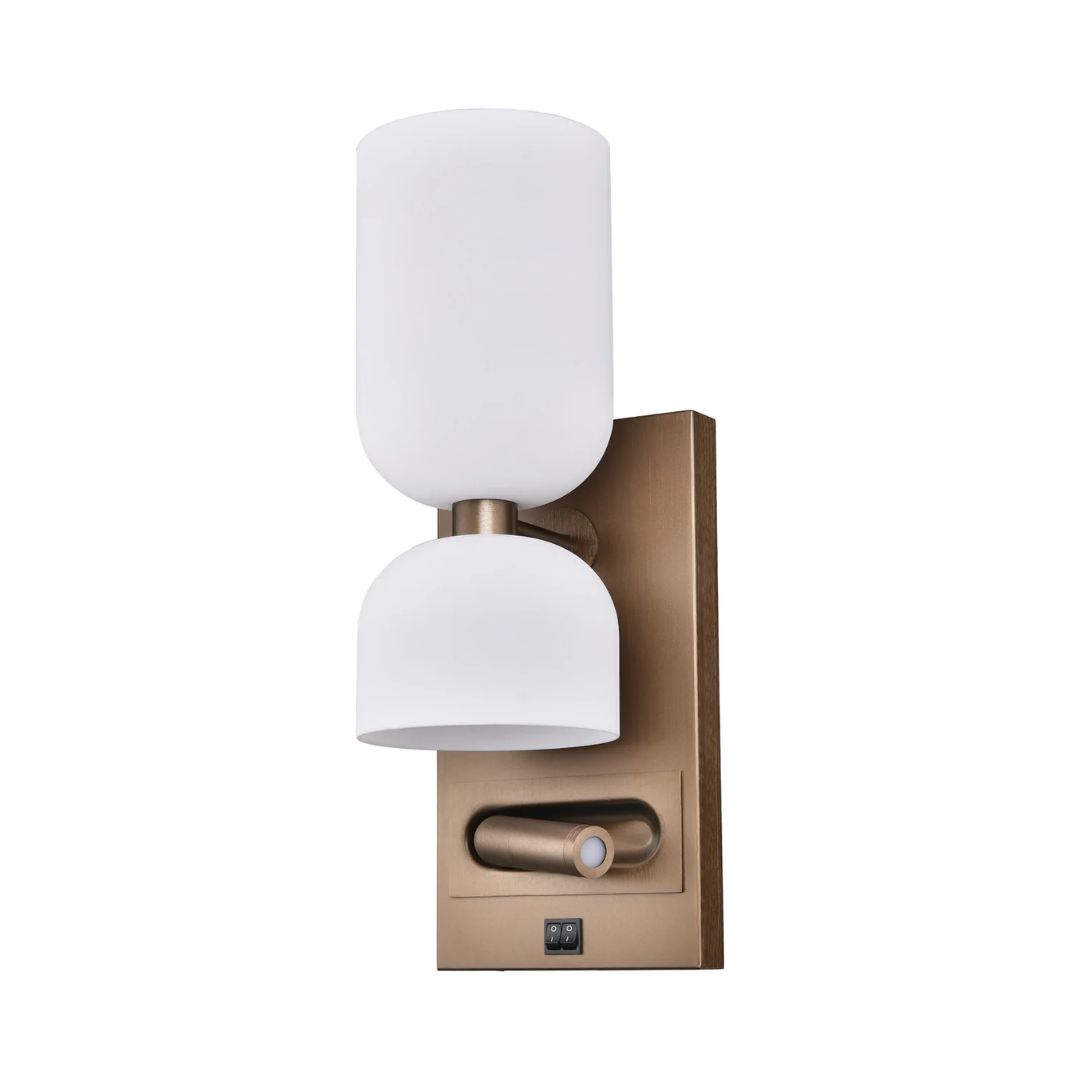 97 Brushed Bronze Single Headboard Sconce with Reading Light - Image 1