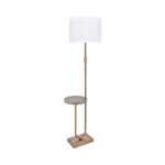 Brushed Bronze Floor Lamp with Side Table