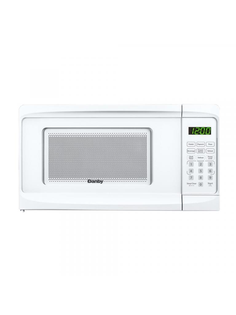 Danby 0.7 cu. ft. Countertop Microwave in White - DBMW0720AWD Danby 0.7 cu. ft. Countertop Microwave White | 700W | 6 Sensor Cook Menus | Independent Hotel Approved - Image 1