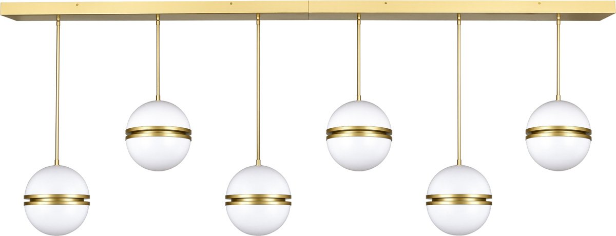 STX-CH440-SB.jpg Brushed Brass 6-Globe Linear Fixture - Image 1