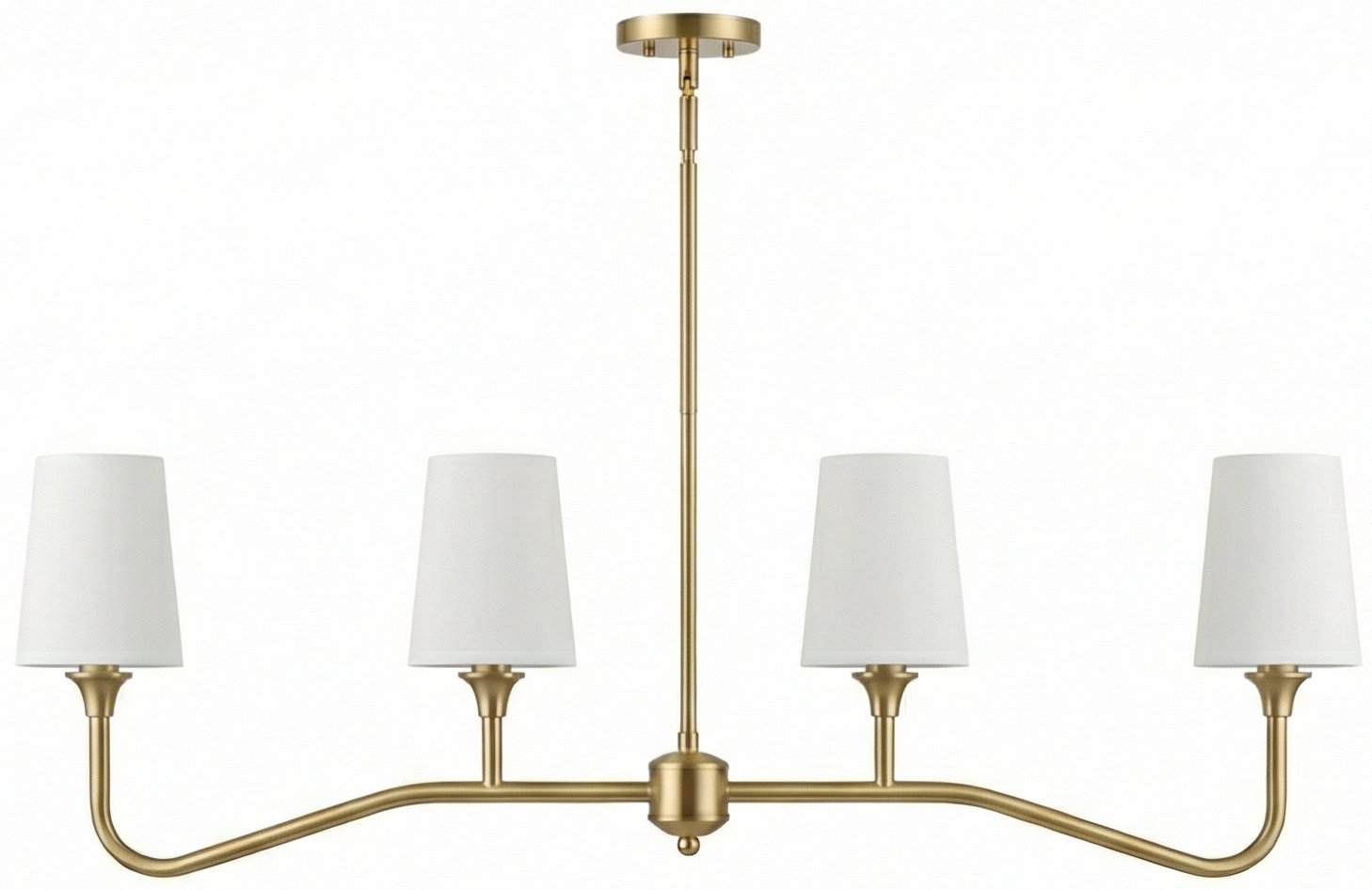 STX-CH975-PS.jpg Brushed Brass 4-Light Curved-Arm Chandelier - Image 1