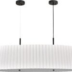45″ Matte Black Pleated Drum Pendant