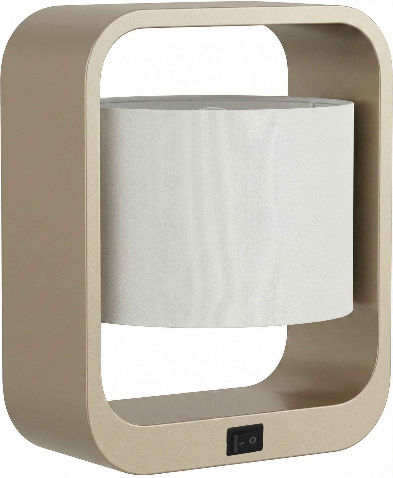 STX-DL975-1.jpg Champagne Powder Coat Desk Lamp with Fabric Shade - Image 1