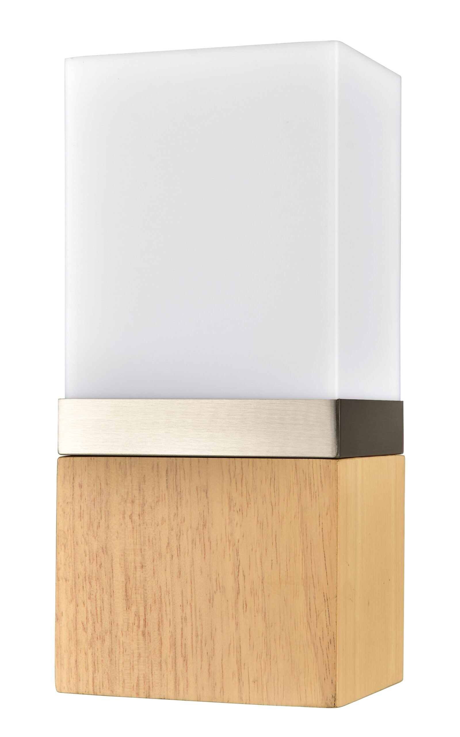 STX-SC445-scaled-1.jpg Danish Maple & Brushed Nickel Block Corridor Sconce - Image 1