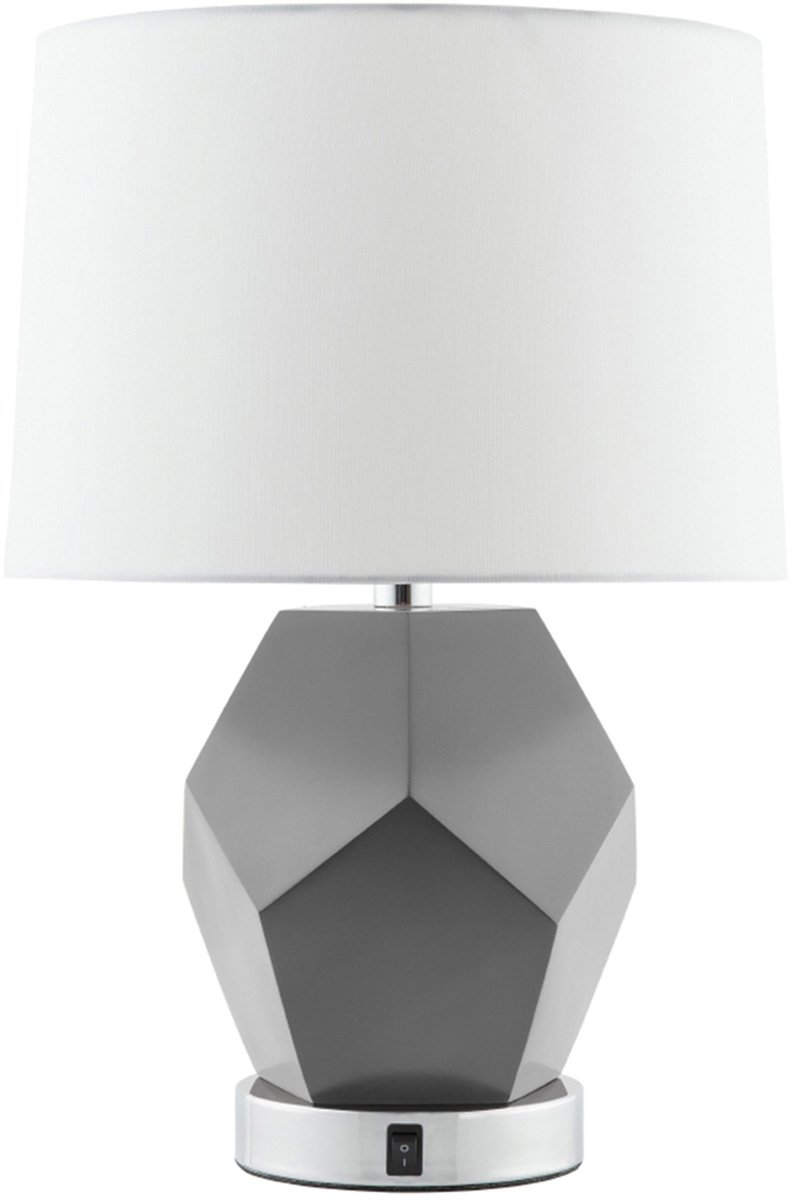 STX-TL282.jpg Faceted Single Table Lamp, Gray & Brushed Nickel - Image 1