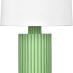 Ribbed Colorblock Console Table Lamp, Sage Green